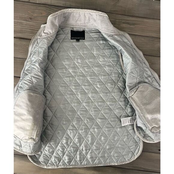 Banana Republic NWT Quilted Puffer Vest Split Tie Sides Velvet Trim Zip … - Picture 4 of 7